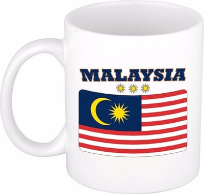 Bellatio Decorations koffie mok - Maleisie - vlag print - 300 ml - wit - keramiek - Supporters fan artikelen - Landen beker