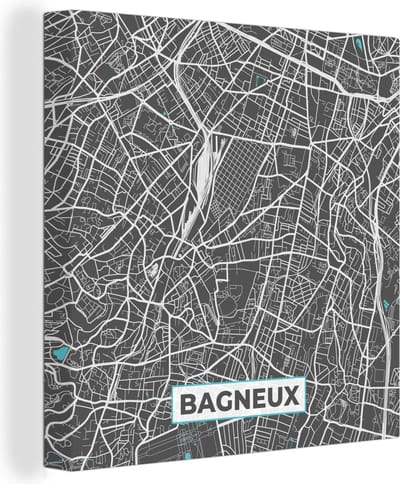 Canvas Schilderij Bagneux - Frankrijk - Plattegrond - Stadskaart - Kaart - 20x20 cm - Wanddecoratie