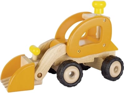 GOKI Houten voertuig - Bulldozer - 28X12,5X19Cm - Met Rubberen Banden - 3 Jaar