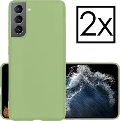 Hoesje - 2 Stuks - Geschikt voor Samsung Galaxy S22 - Sterk & Shockproof - Case Siliconen - Back Cover - Telefoon Hoes - Groen