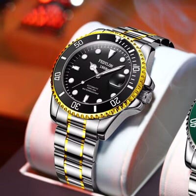 Nieuw Groen Watermonster Watergeest Horloge Heren Volautomatisch Niet-mechanisch Herenhorloge Waterdicht Kalender Trendy Lichtgevend At le black