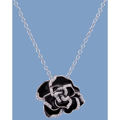 Mode Bloemen Zwart Kauwgom Druppel Dames Hand Emaille Ketting Trui Ketting gray