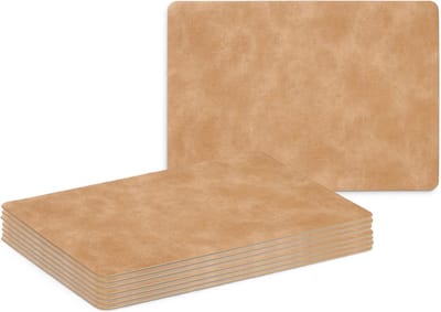 Zeller Placemats - 8x - lederlook - lichtbruin - 42 x 30 cm - tafel dekken - onderleggers