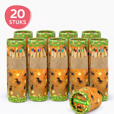 Isa's Friends® - Uitdeelcadeaus Dino potloden sets - 20 Kokers, 240 stuks - Traktatie - Uitdeelcadeautjes voor Kinderen