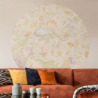 Behangcirkel 100cm Studio Wallz - Vintage bloemen patroon creme