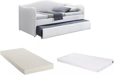 Vente-unique Bedbankje kunstleer wit 90 x 190 cm MATHILDE