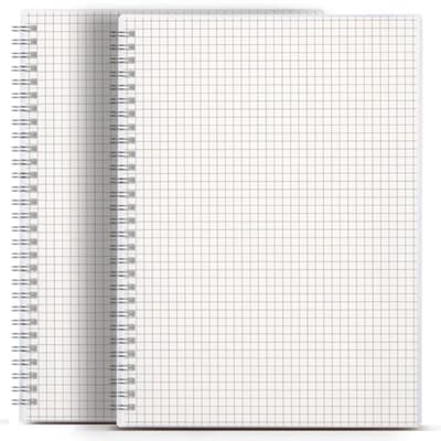 Grafiekpapier Notitieboek A4 2 Pack - 80 Vellen met Grote Vierkanten - Hardcover