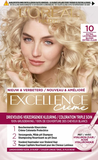 L'Oréal Paris Excellence Crème Extra Lichtblond 10 - Permanente Haarkleuring - Rijk en levendig kleurresultaat - Haarverf