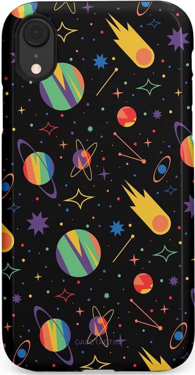 Casetastic Hoesje Geschikt voor Apple iPhone Xr - Stijlvolle Beschermende Duo-layer Case - Planeten en meteoren