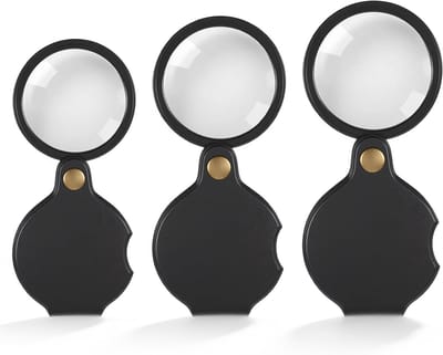 Set van 3 Opvouwbare Mini Vergrootglazen, Handige Draaibare Vergrootglas voor Lezen, Kaarten en Ambachten