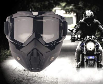 Motorcrossmasker met afneembare bril en mondfilter voor vintage helmen - Veiligheid en stijl voor off-road rijden