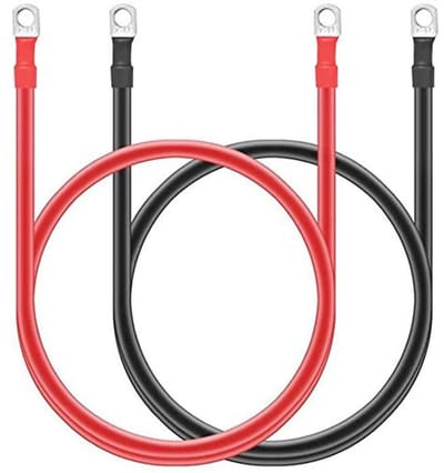 2 Stuks 5 AWG Puur Koperen Batterijkabel met 10mm Kabelschoenen - Hulp voor Zonne-Energie, Camper, Auto en Boot - 50cm Zware Kabel