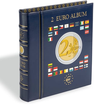 Vista Classic, Album (4 rings) 2 Euromunten - incl. 4 bladen, incl. cassette - Blauw - afm: 250 x 280 x 60 mm.