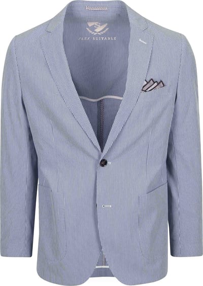 Suitable Colbert Lind Strepen Blauw - Maat 48 - Heren blazer