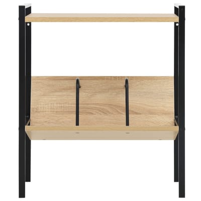 vidaXL - Boekenkast - 2 - schappen - 52x28x59 - cm - bewerkt - hout - zwart - en - eiken