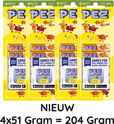 PEZ Refill 8-pack - fruitmuntjes - 4 stuks - 256g