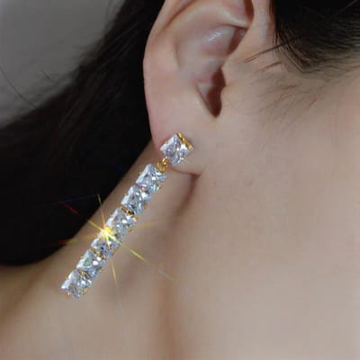 POMOiii Lange Hangende Oorbellen Met Princess Cut Cubic Zirconia Dagelijkse Combinatie Accessoires Voor Vrouwen Eenvoudige Mode Oor Sieraden