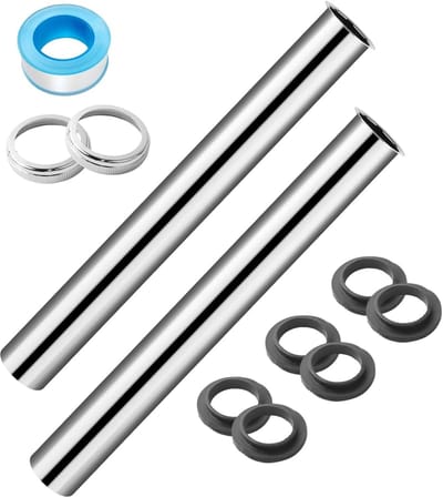 Sifon Set - Wastafel Afvoer - Keuken Badkamer - Roestvrij Staal - 30 cm Lengte - Zilver