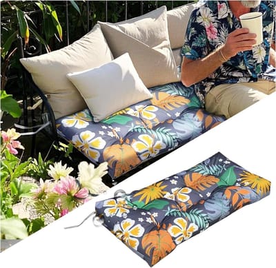 Tuinbankkussen - Bankkussen - Buiten Zitten - Waterdicht - 130 x 50 cm - Grijze bladeren
