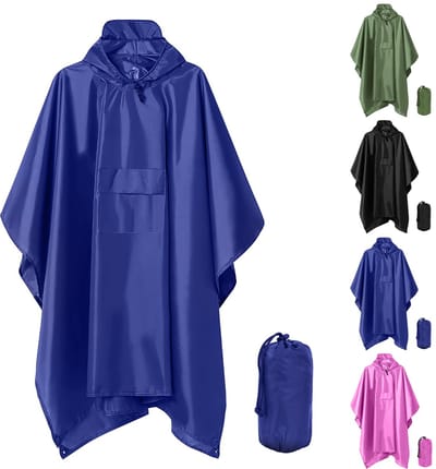 TTLUOKER®Poncho met Opbergtas - Regenponcho Waterdicht - Fietsponcho Sneldrogend - Winddicht - Unisex - Dames & Heren - One size- Unisex Koningsblauw