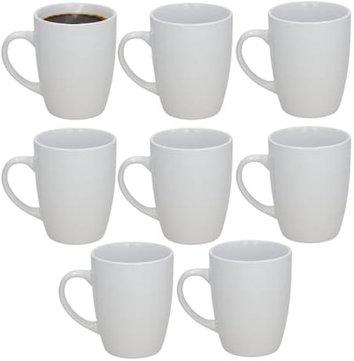 Gerimport Koffie / thee mok Mika - 8x stuks - wit - 360 ml - mokken - keramiek