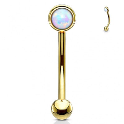 Piercing curved opal top 1.2x8x3 - goud - LMPiercings