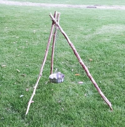 Draagbare Camping Tripod Set voor Koken, Roestvrijstalen Campfire Accessoires met Verstelbare Ketting en Haak, Ideaal voor Buiten Koken en Kamperen