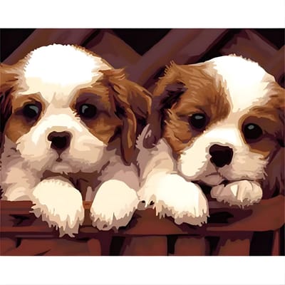 Nalovi - Schilderen op nummer - Puppy's - Complete hobby set voor volwassenen - Schattige honden - Inclusief verf en penselen - 40x50 cm op doek - Creatieve ontspanning voor thuis