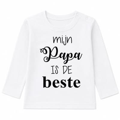 Shirtje baby tekst jongen meisje Mijn papa is de beste | Lange  mouw T-Shirt | wit zwart | maat 92 | eerste vaderdag kind cadeautje liefste leukste unisex kleding babykleding