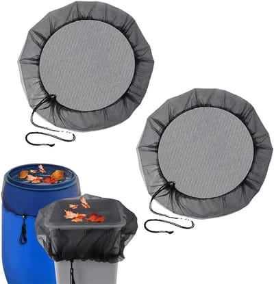 Regenton net - 2 stuks - 80 cm diameter - Universele Regenton - met Handig Trekkoord - Regenton afdekking - Houdt muggen en vuil buiten,bescherming tegen bladeren - zwart