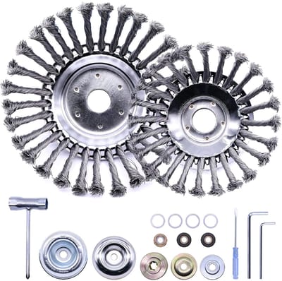 Onkruidborstel, Boring van 25,4 mm (8" en 6") - professionele onkruidborstel voor bosmaaier inclusief 16 gereedschappen en adapters