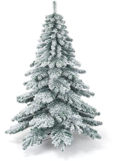 COSTWAY 180/225cm Kunstkerstboom met sneeuw, kunstkerstboom met metalen standaard, kunstkerstboom PVC tips, kunstkerstboom vouwsysteem ideaal voor thuis en op kantoor (180cm)