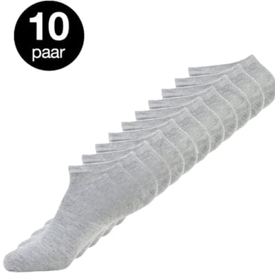 Marco rossi 10 Paar Enkelsokken - Sneakersokken - Lage sokken - Grijs - Dames & Heren - Katoen - Maat 35-38