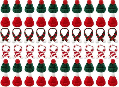 Akyol - Kerstversiering - kerstboomdecoratie - kerstversiering 60 stuks - sjaal - kerstmuts - bestekdecoratie - kersthangers