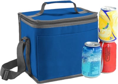 Koeltas - 9 liter - klein - blauw - polyester - 24x22x17 cm - voor lunch en drankjes