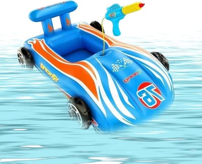 Opblaasbare Auto Zwembad Vlotter - Water Speelgoed Zwembad Drijver - Waterpret - Met Watersproeier - 108 cm - Wit