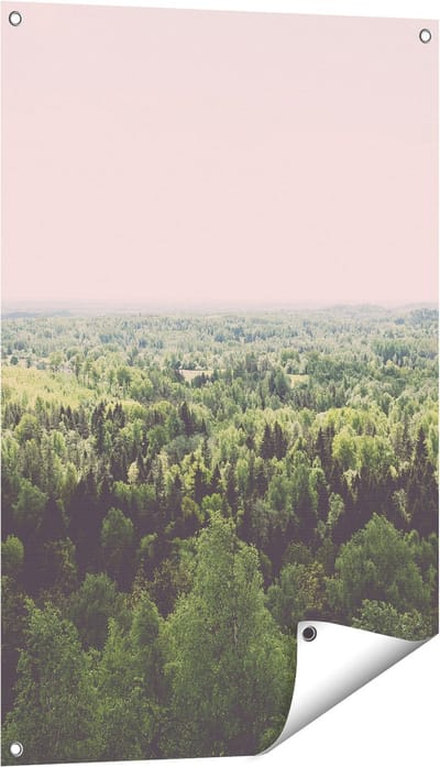 Gards Tuinposter Eindeloze Bos met Groene Bomen - 60x90 cm - Tuindoek - Tuindecoratie - Wanddecoratie buiten - Tuinschilderij