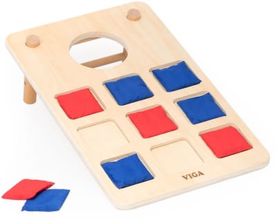 Viga 2-in-1 Behendigheidsspel Boter-kaas-en-eieren + Cornhole - Gooi naar het doel - UNI