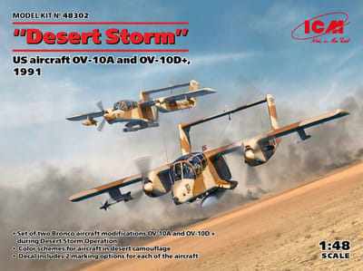 ICM Modelbouwpakket Militaire voertuigen - 48302 Desert Storm - US aircraft OV-10A and OV-10D - 1991 Plastic - 1:48 - Modelbouw