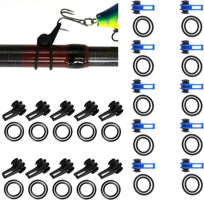 Hakenhouder voor vissen, 20 stuks, duurzame plastic en rubber accessoires, veilig en geschikt voor de meeste hengels
