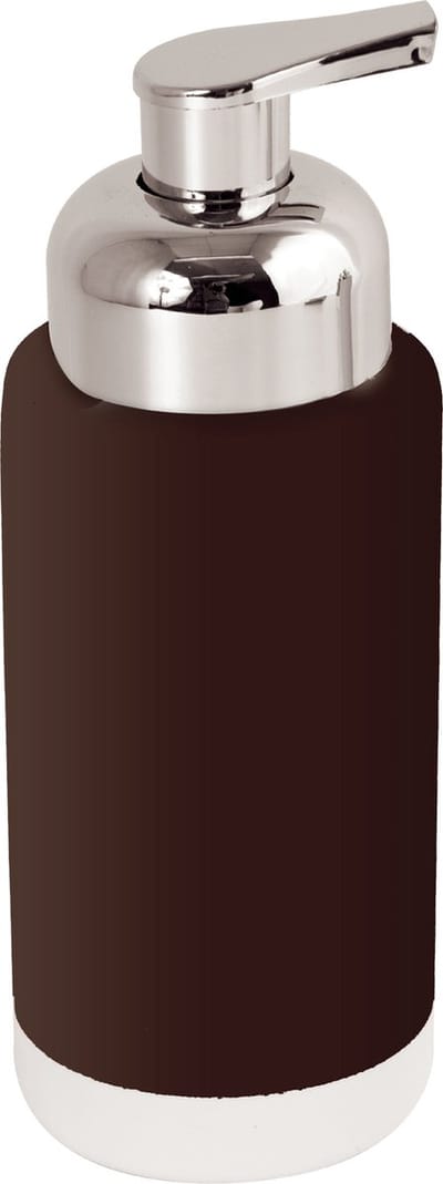 MSV Zeeppompje/dispenser Enzo - keramiek - donkerbruin/zilver - 6.5 x 18 cm - 275 ml