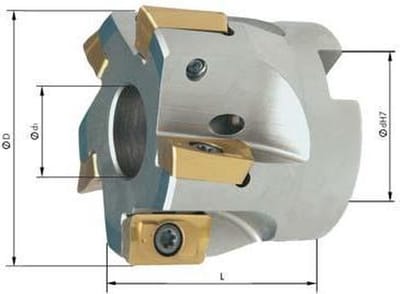 Hoekfrees zonder IK, 5 tanden, voor APKT16 D 50mm, 90 °
