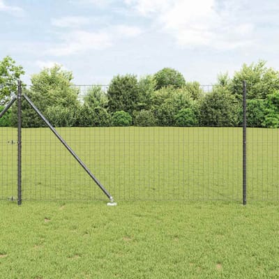 vidaXL - Euro-hek - met - grondpennen - 25 - x - 1 - m - PVC-Coated - Staal - Grijs - Mesh