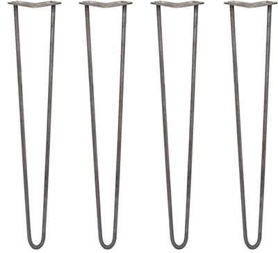 4 x 71cm Hairpin retro pootjes tafelpoten pinpoten - 2 staven - 12mm - ruw staal