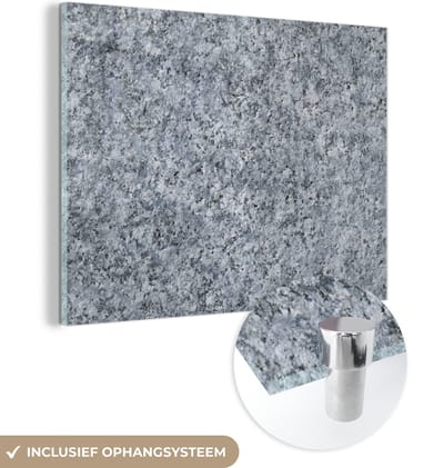 MuchoWow® Glasschilderij 160x120 cm - Schilderij acrylglas - Graniet - Steen - Patroon - Design - Grijs - Foto op glas - Schilderijen
