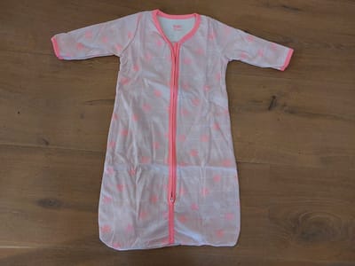 Baby slaapzak - lange mouwen - biologisch katoen - 70cm - lt.roze met alloverprint