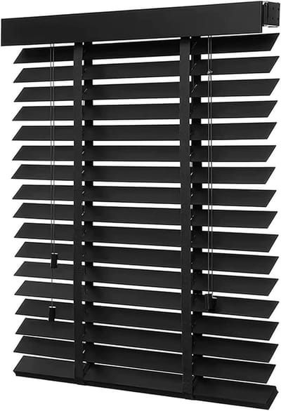 Houten Jaloezieën - Horizontale Raambekleding - Licht Reguleren - Natuurlijk Hout - 5 cm Lamellen - Zwart