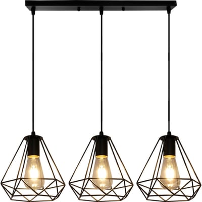 Vintage Hanglamp Cage Kroonluchter 3 Hangende Lampen Metalen Plafondlamp E27 Zwart