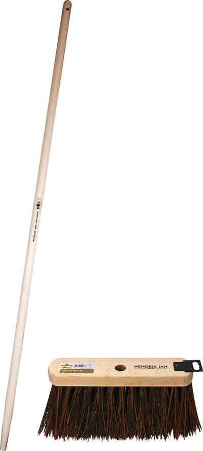 Hendrik Jan straatbezem natuurvezels 29 cm + steel 1,5 m