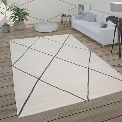 Paco Home Vloerkleed Woonkamer Scandi Ruit Patroon Modern Wit Verschillende dessins Maten 160x230 cm